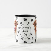 Love My Red Aussie Hond Poot Print Mok (Midden)