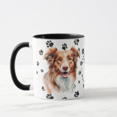 Love My Red Aussie Hond Poot Print Mok (Links)