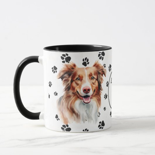 Love My Red Aussie Hond Poot Print Mok (Links)