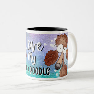 Love My Red Poodle Cartoon 11oz Tweekleurige Koffiemok