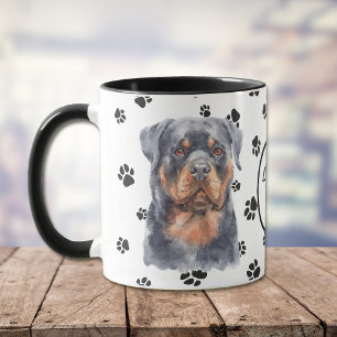 Love My Rottweiler Chien Pawprint Mug