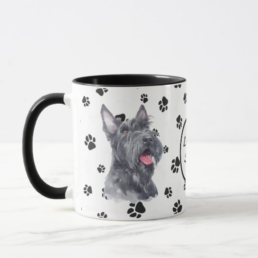 Love My Scottish Terrier Dog Pawprint Mug (Gauche)