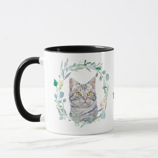 Love My Tabby Cat Wreath Coffee Mug (Gauche)