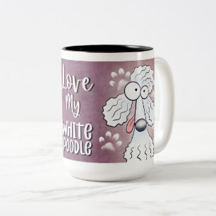 Love My White Poodle Cartoon 15 oz Tweekleurige Koffiemok