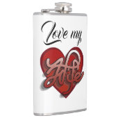 Love My Wife Heart Design Heupfles (Rechts)