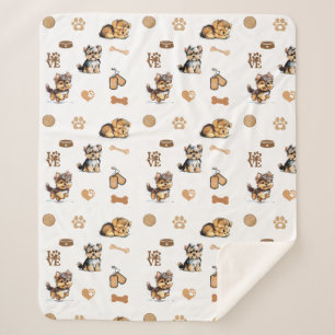 Love My Yorkie Sherpa Deken