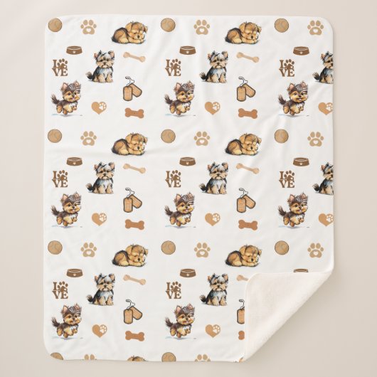 Love My Yorkie Sherpa Deken (Voorkant)