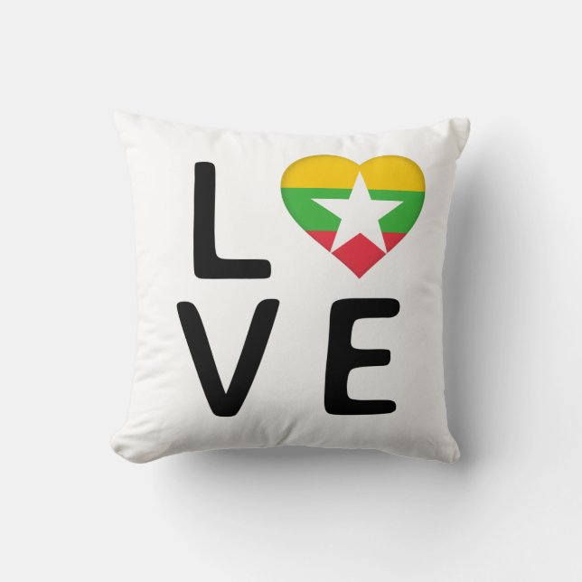 Love - Myanmar Flag Kussen (Voorkant)