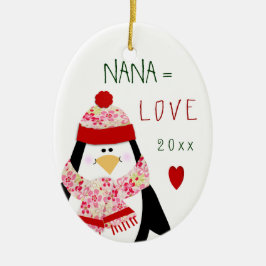 Love NANA Penguin kerstcadeau Keramisch Ornament
