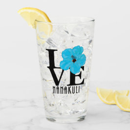 LOVE Nanakuli Hawaii Blue Hibiscus Glas