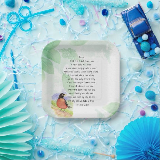 Love Natuur Inspirerend Poem Trees Kilmer Papieren Bordje (Feest)