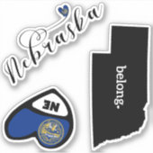 Love Nebraska, 3 Designs, Die Cut Stickers (Devant)