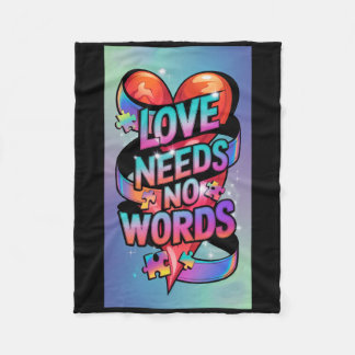 Love Needs No Words Autism Awareness Boy Girl  Fleece Deken
