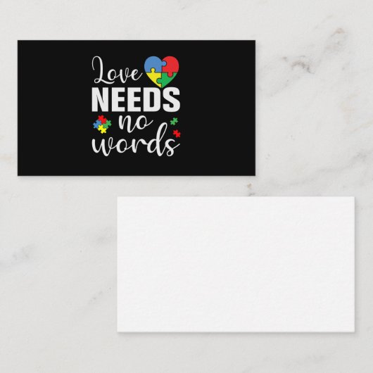 Love Needs No Words Autism Visitekaartje (Voorkant / Achterkant)