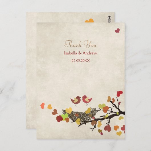 Love Nest Wedding Bedankt Briefkaart (Voorkant / Achterkant)