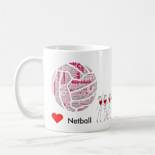 Love Netball Positions Word Cloud Koffiemok