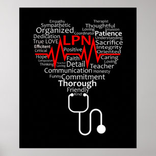 Love Neurse Heartbeat in Heart Nursing Poster