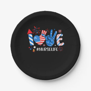 Love Neurse Life American Flag 4e juli Papieren Bordje