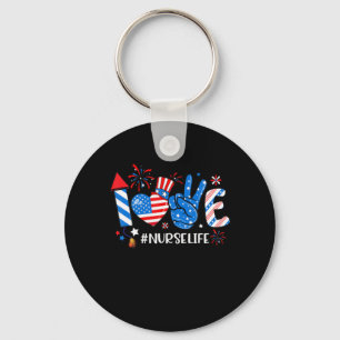 Love Neurse Life American Flag 4e juli Sleutelhanger