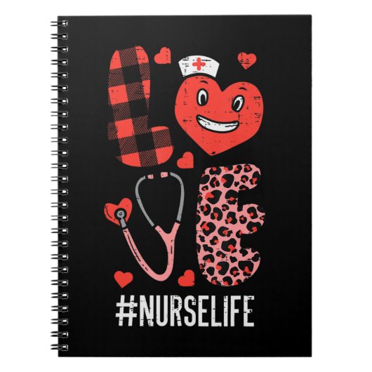 Love Neurse Valentijnsdag Scrub Valentijn RN ICU E Notitieboek (Voorkant)
