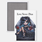 Love Never Dies Gothic Bride Magnet – Dark Romance Magneet (Voorkant / Achterkant)