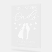 Love Never Ends Personalized Wedding Acryl Bord (Hoek)