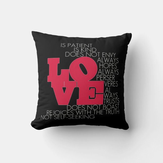 Love Never Fails 2 Coussin latéral (noir) (Recto)