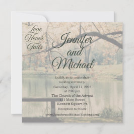 Love Never Fails Photo Wedding Invitation Kaart