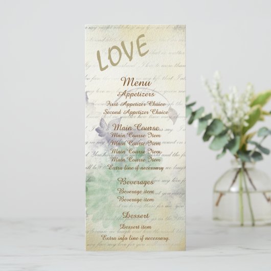 Love Never Fails Wedding Menu (Staand voorkant)