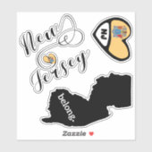 Love New Jersey, Sheet of Die Cut Stickers (Vel)