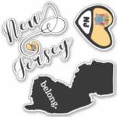 Love New Jersey, Sheet of Die Cut Stickers (Voorkant)