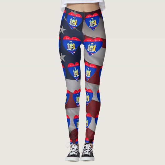 Love New York Patriotic Flag Fun Leggings (Voorkant)