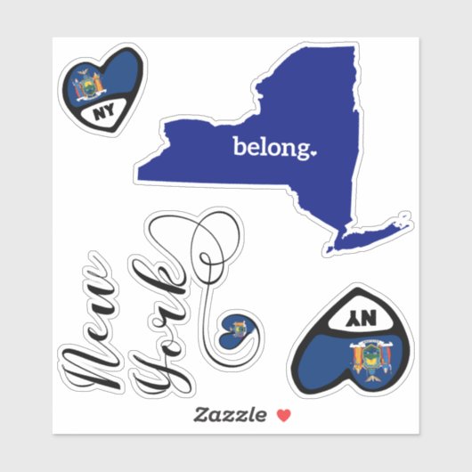 Love New York, Sheet of Die Cut Stickers (Vel)
