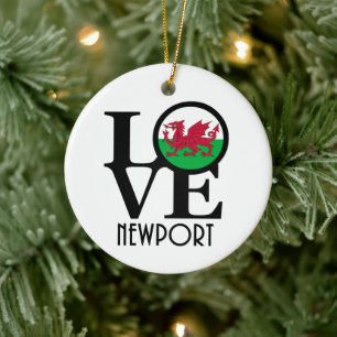 LOVE Newport Wales Keramisch Ornament