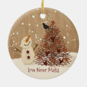 Love Nooit Melts kerstversiering Keramisch Ornament (Achterkant)