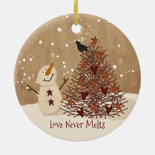Love Nooit Melts kerstversiering Keramisch Ornament (Achterkant)