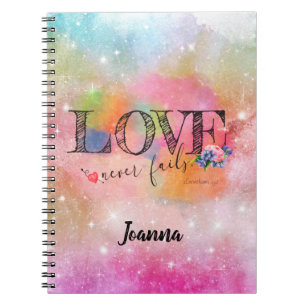Love Nooit ontbreekt pastelscriptie Notitieboek