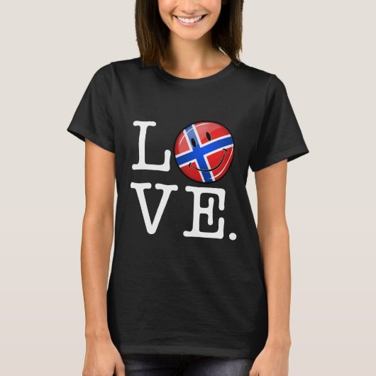 Love Norway glimlach Flag T-shirt (Voorkant)