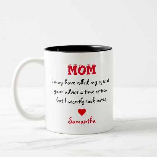 Love Note To Mother Citation Nom personnalisé Mug (Gauche)