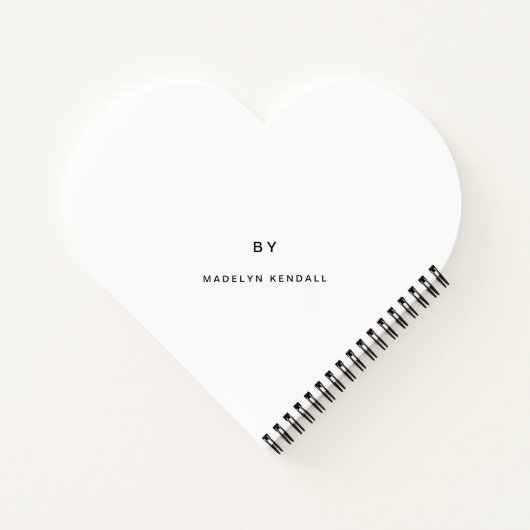 Love Notes Elegant script met naam zwart & wit Notitieboek (Achterkant)