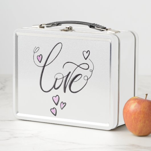 Love Notes | Retro Metal Cursive Script Lunch Box (En situation)