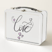 Love Notes | Retro Metal Cursive Script Lunch Box (Devant)