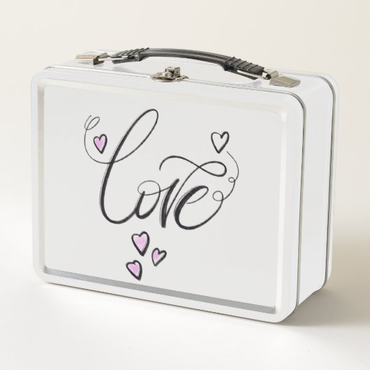 Love Notes | Retro Metal Cursive Script Lunch Box (Devant)