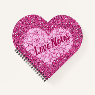 Love Notes Roink Diamond Heart Faux Glitter Notitieboek