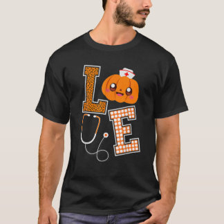 Love Nurse Halloween Pumpkin Herfst Nurses Costume T-shirt