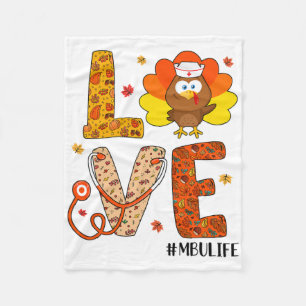 Love Nurse Life Herfst MBU Nurse Turkije Thanksgiv Fleece Deken