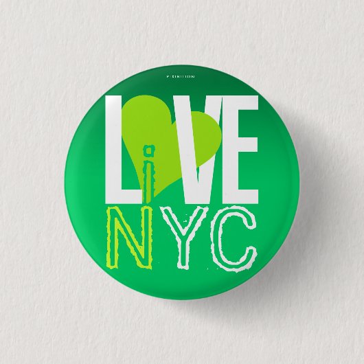 Love NYC Live in NYC Button Green (Voorkant)