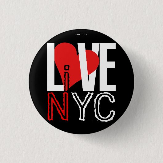 Love NYC Live in NYC Button Red Black (Voorkant)
