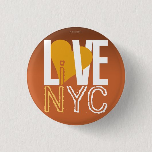 Love NYC Live in NYC Button Sinaasappel (Voorkant)
