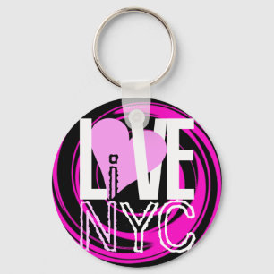 Love NYC Live in NYC Sleutelhanger Pink